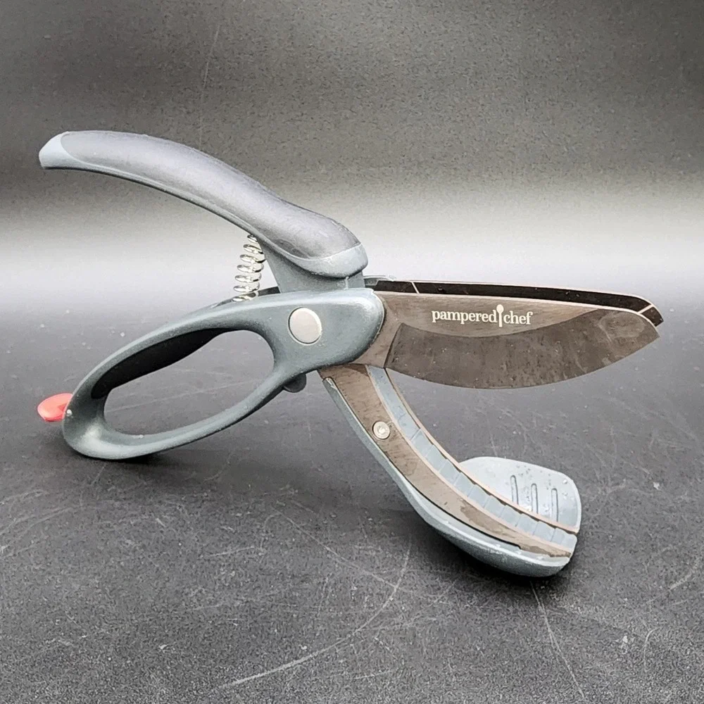 Pampered Chef OS Gray Salad Chopper Kitchen Shears Dual Blade Vegetable Scissors
